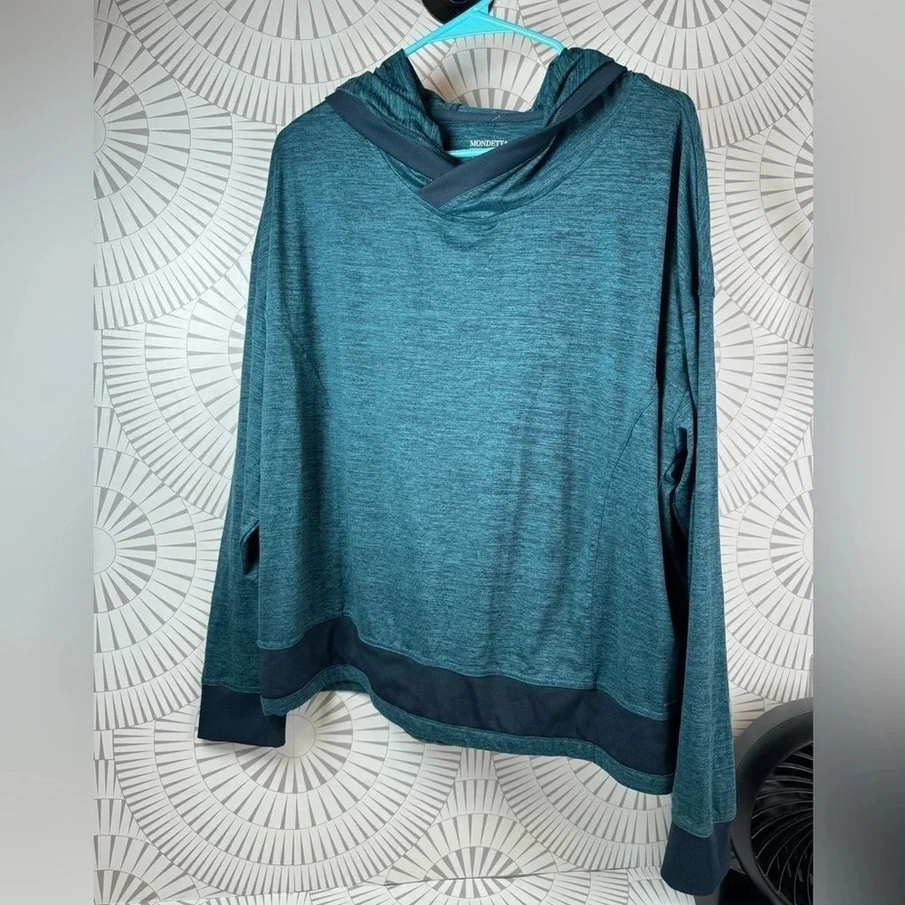 Mondetta Women’s Teal Hooded Pull Over‎ Top XL